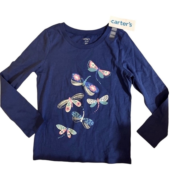 NWT Carters Girls Butterfly Long Sleeve Shirt - Picture 1 of 5